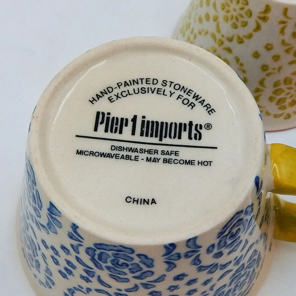 Pier 1 Imports Mandala Medallion Measuring Cup Set of 4 Stoneware Mug Handle